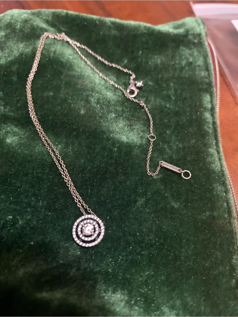 Pandora sparkling double halo necklace